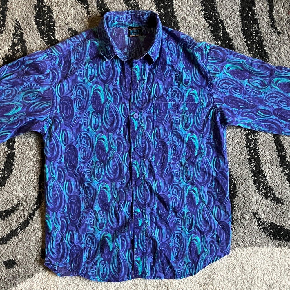 Vibrant Blue and Purple Men's Casual Shirt